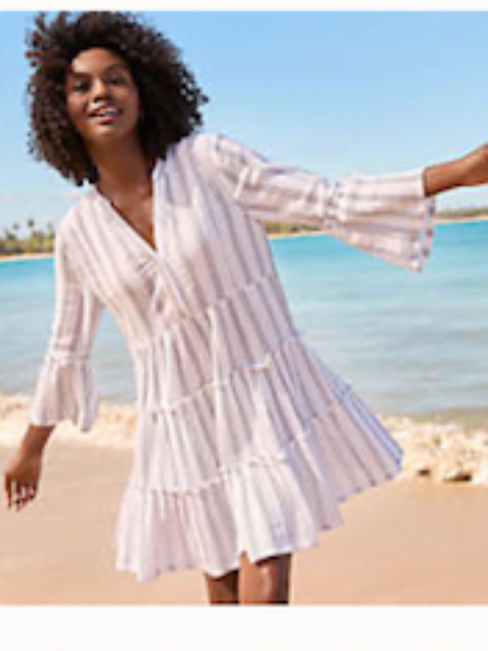 Landsend Women's Gauze Tiered Above the Knee Dress